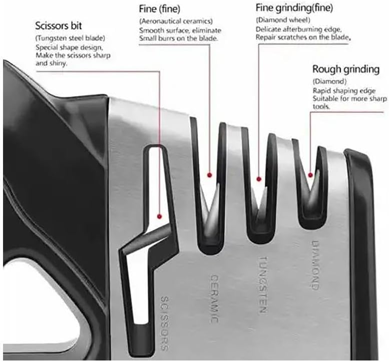 Miniatura 2 de Afilador de cuchillos 4 en 1 con guantes resistentes a cortes - Herramienta profesional de afilado de 4 etapas para cuchillos de cocina, tijeras -
