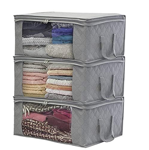 Boîte de rangement pliable - Boîte de rangement - Boîte en tissu pliable - Cube avec fenêtre transparente - Organisateur pour jouets, vêtements, couverture,Gris Cover