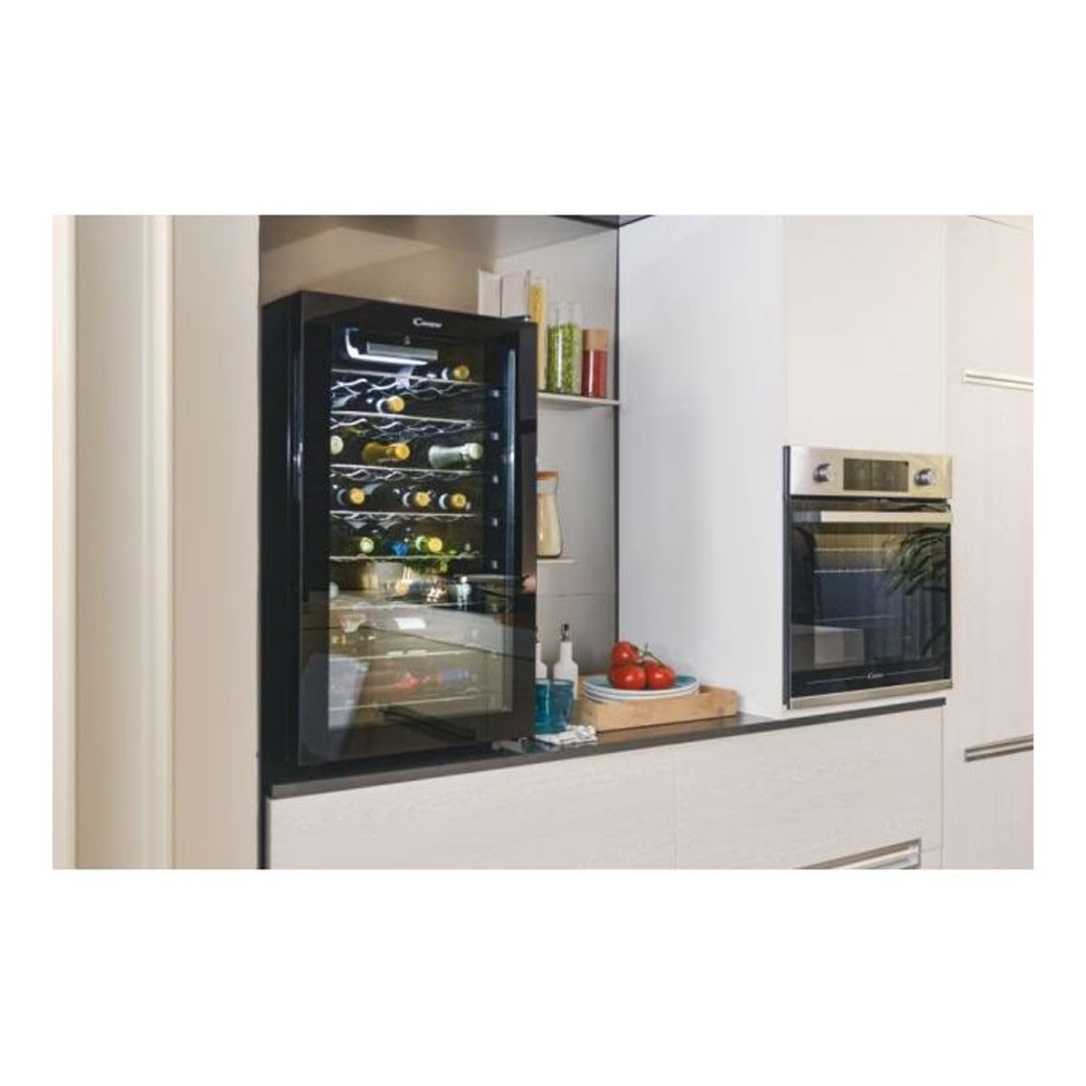CANDY DiVino, CWC 150 EM/NF, Cantina Vino, 41 bottiglie, 39 dB, APP hOn, Tecnologia Vivino, Monozona, Nero, AxLxP 84,5x49x55 cm [Classe di efficienza energetica G]