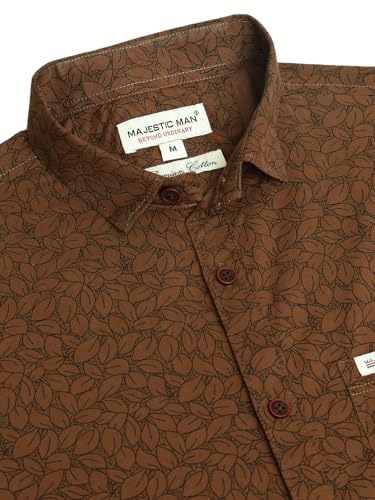Image of Majestic Man Printed Pure Cotton Slim Fit Casual Shirt