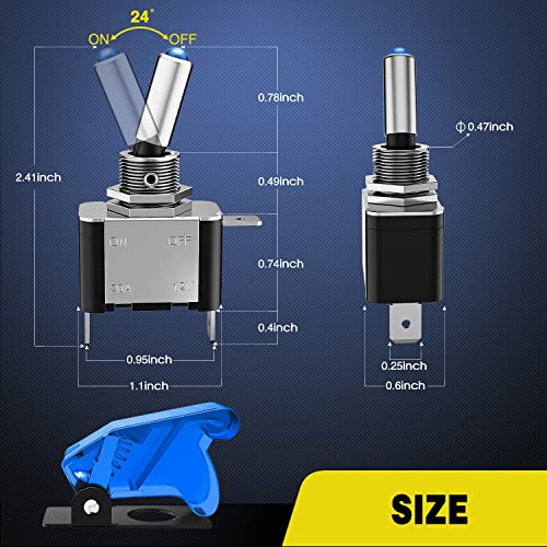 Image of Nilight 5PCS LED Toggle Switch ON Off 12V Blue Lighted Aircraft Safety Cover Heavy Duty 20A SPST 3 Pin Rocker for Automotive Cars Trucks Boats Racing Cars,2 Years Warranty