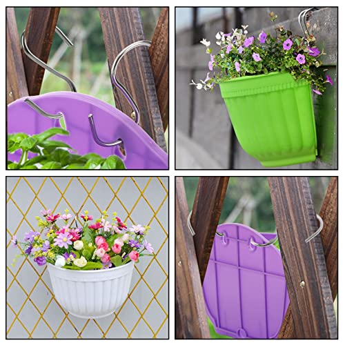 Deayou 6 Pack Wall Planter Hanging Flower Pot, Window Hang Indoor Outdoor Plant Basket For Fence, Railing Resin Pots With S Hooks And Drainage Meshes, Half Round Herb Holders For Garden, Balcony #TOP6