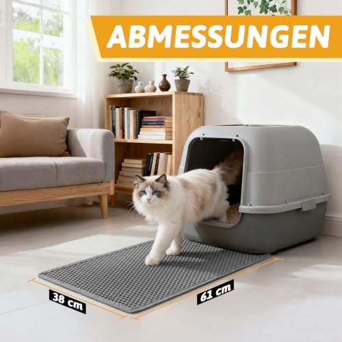 Pieviev Katzenklo Matte, Katzenstreu Unterleger Wasserdicht, 61x38cm Grau – Ansicht 2