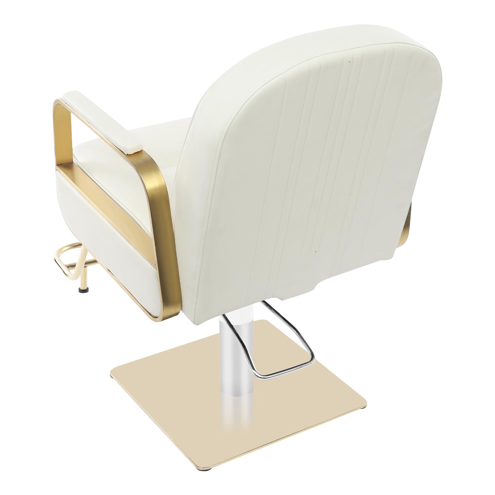 Silla de peluquería con rotación de 360° y bomba hidráulica, hasta 150 kg, silla de peluquería hidráulica para salón de belleza y peluquería (beige)