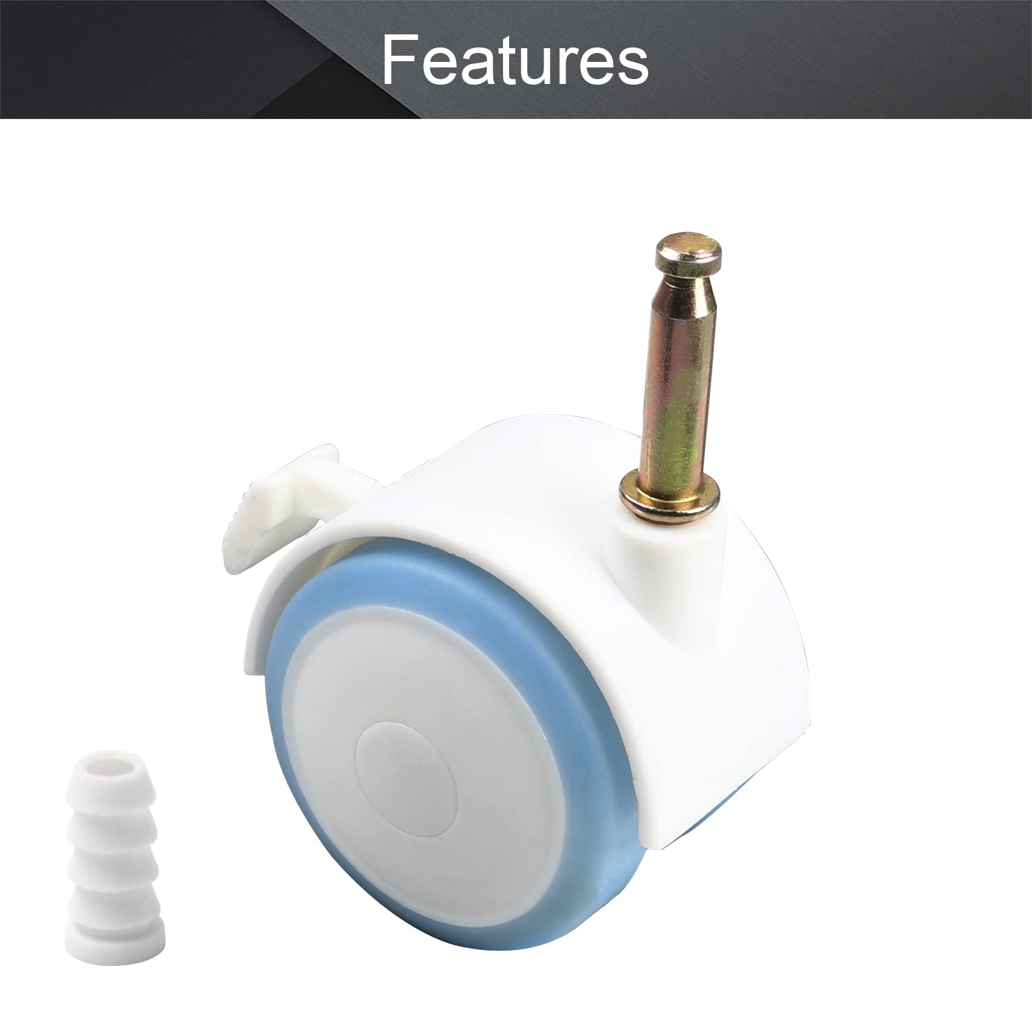 MroMax - Rueda de freno giratoria para cunas (4 unidades, 6,5 mm), color azul y blanco