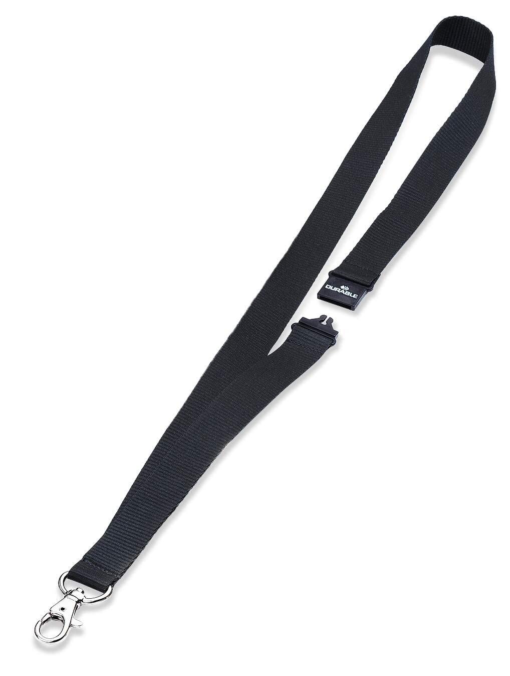 Durable Textile Lanyard ECO with Clip | Made of Bamboo | Perfect for Schools, Offices, Events, etc. | Pack of 10 Black Lanyards