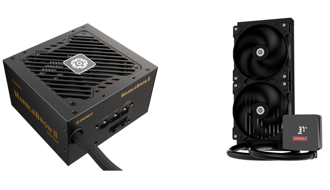 ENERMAX MARBLEBRON II 850 Watt modulares 3.1 ATX Gaming Netzteil 80PLUS Bronze & LIQMAX IV 240mm CPU Wasserkühlung mit Digital Anzeige Bundle; EMB850-LMIV240