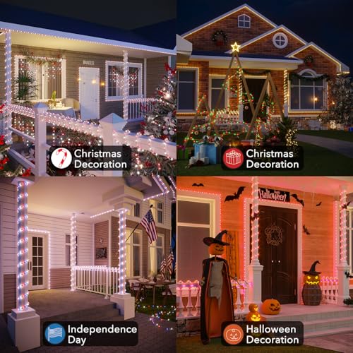 Image of RGB Smart IC Strip Lights with APP Control, 33FT RGB+IC LED Color Changing Rope Lights Outdoor, 13MM Waterproof Neon LED Music Sync Tube Light for Bedroom Living Room Patio Christmas Hoilday
