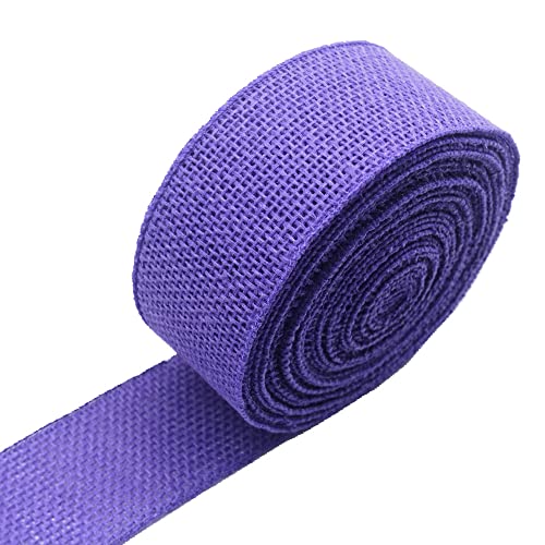 Purple Wired Burlap Ribbons 2.5" 10 Yards, Spring Solid Wired Edge Decoration Wired Ribbon Fabric Craft Ribbon Burlap Wrapping Ribbon For Holiday Wrapping Diy Craft Party Decoration Wreath Bow #TOP25