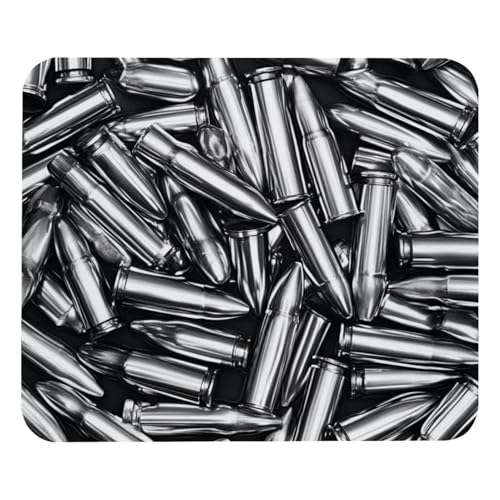 PAFEFO Alfombrilla cuadrada para mouse con textura de primera calidad, gruesa, de metal plateado vintage, con estampado de balas, alfombrilla de mouse para mouse inalámbrico, base antideslizante, 8.3