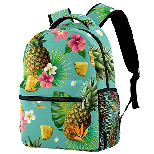 Sac à dos de voyage pour enfants bleu floral avec porte-bouteille