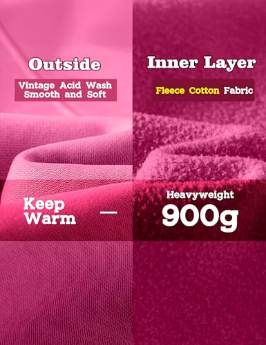 Image of FAIABLE Womens Oversized Acid Wash Hoodie Unisex Heavyweight Cotton Hoodies Fleece Vintage Washed Sweatshirt Women Men