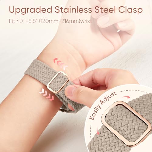 Image of Braided Stretchy Band Compatible with Apple Watch 40mm 41mm 42mm 38mm 44mm 45mm 46mm 49mm Women Men, Breathable Adjustable Nylon Sport Solo Loop Strap for iWatch Series 11 10 9 8 7 6 5 4 3 SE /Ultra 2