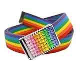 Build A Belt 1.25" Wide Rainbow Rhinestone Flip Top Belt Buckle with Canvas Web Belt (Girls Medium R