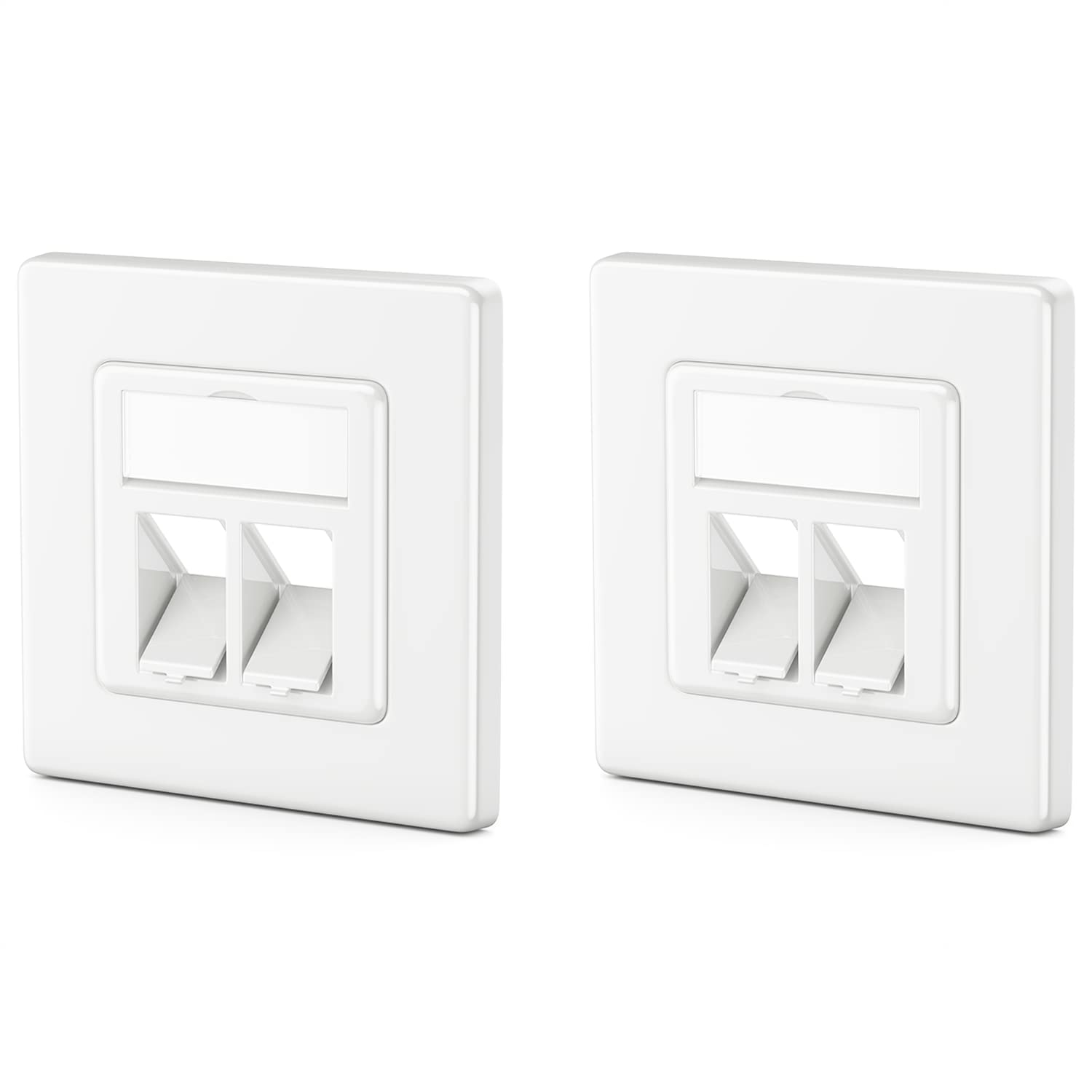 Deleycon White 2 Port Lan Junction Box, Ral9003 Signal Metal, For Keystone Modules (Rj45, Coaxial, Bnc, F-Connector, Rj-11, Rca, Toslink, Ps2), Double, Snap-On, 2 Pieces