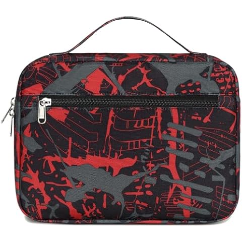 Octsky Bible Cover Carrying Book Case Church Bag Bible Protective with Handle and Zippered Pocket, Graffiti Red Cover