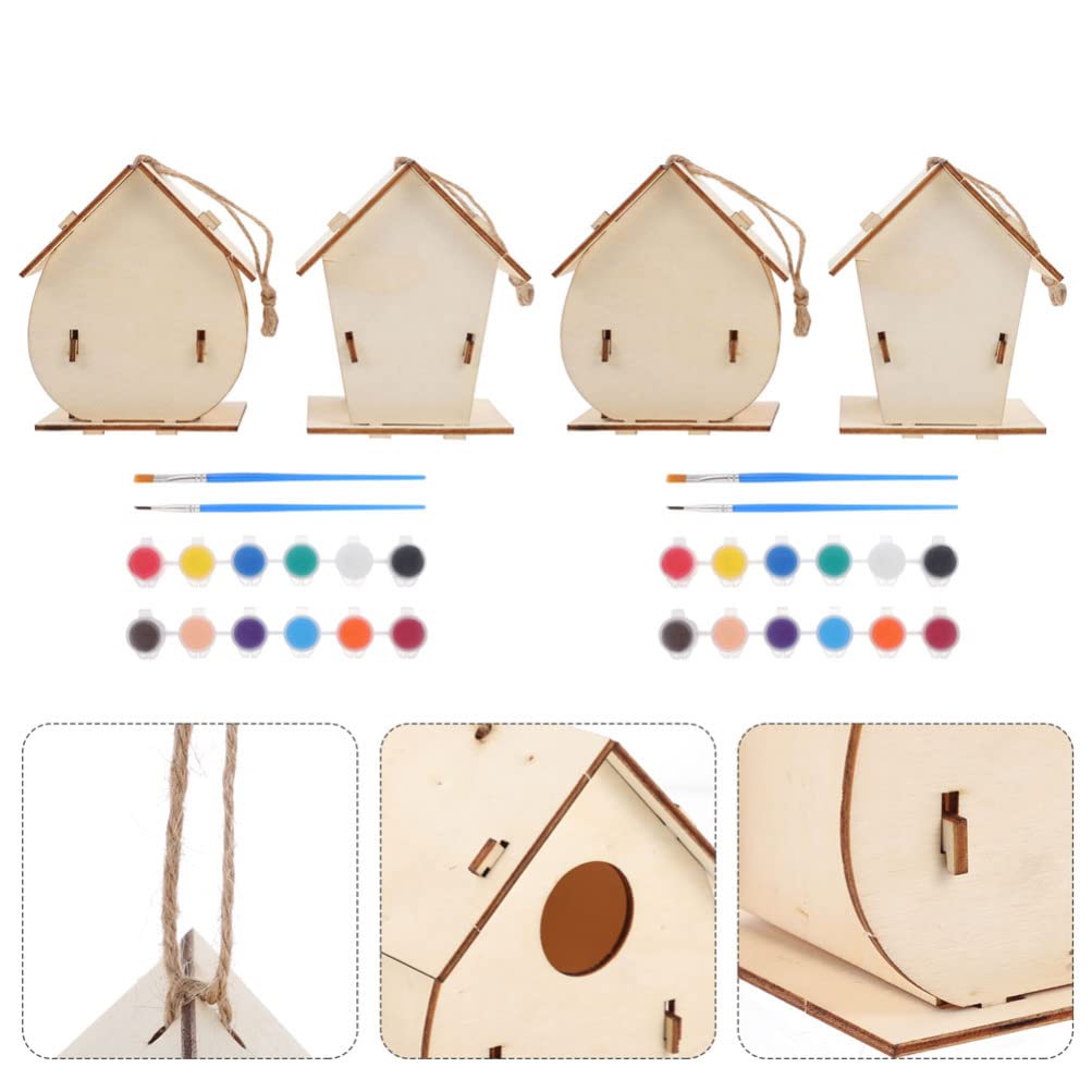 Toyvian 1 Juego Casa De Pájaros Artesanía De Pintura De Aves Nido De Pájaro Grafiti Pinta Tu Pajarera Nido De Pájaro Colgante Kit De Pajarera Chico Hazlo Tu Mismo De Madera Niño
