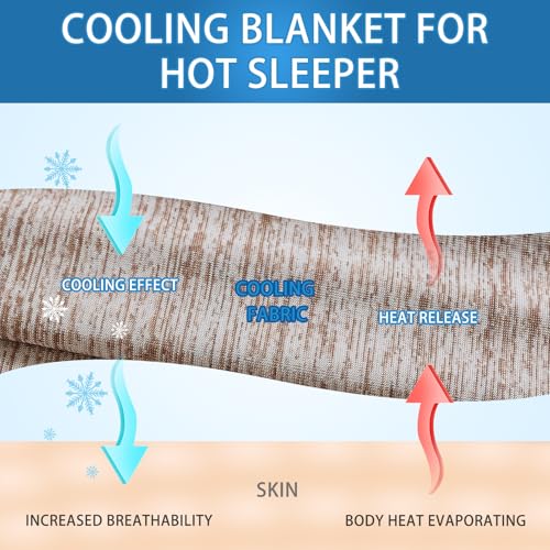 Image of CHOSHOME Cooling Blanket for Hot Sleepers Lightweight Summer Cold Thin Blankets for Sleeping, Hot Flashes Night Sweats, Soft Blanket for Bed, King Size, Brown