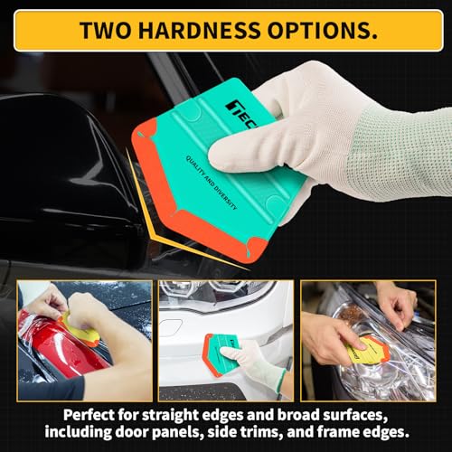 Image of TECKWRAP Felt Squeegee for Vinyl Wrap Window Tint, V-Shape, Soft /Med | Pro Car Wrap Tool Kit with 2 Hardness Levels Scratch-Free Tool for PPF, Decal, Inkjet Sticker Paper & Wallpaper DIY Projects