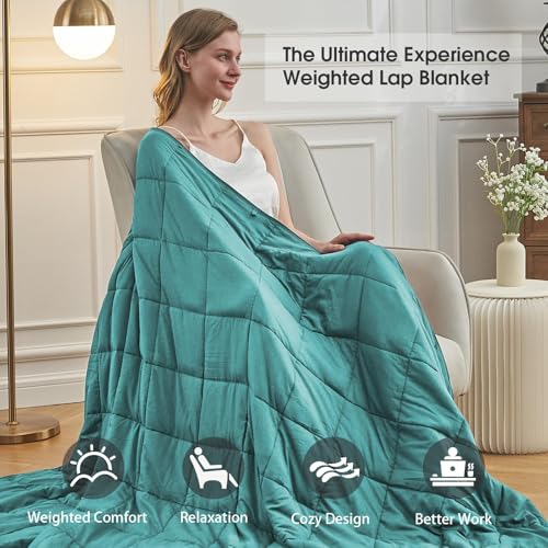 Image of Teal Weighted Blanket for Adults 20lbs, 60 inchx80 inch, Queen Size Cooling Heavy Throw Blanket for 180-220lbs, Microfiber Soft Thick Big Blankets Weighted Comforter Breathable Gift for Sleeping