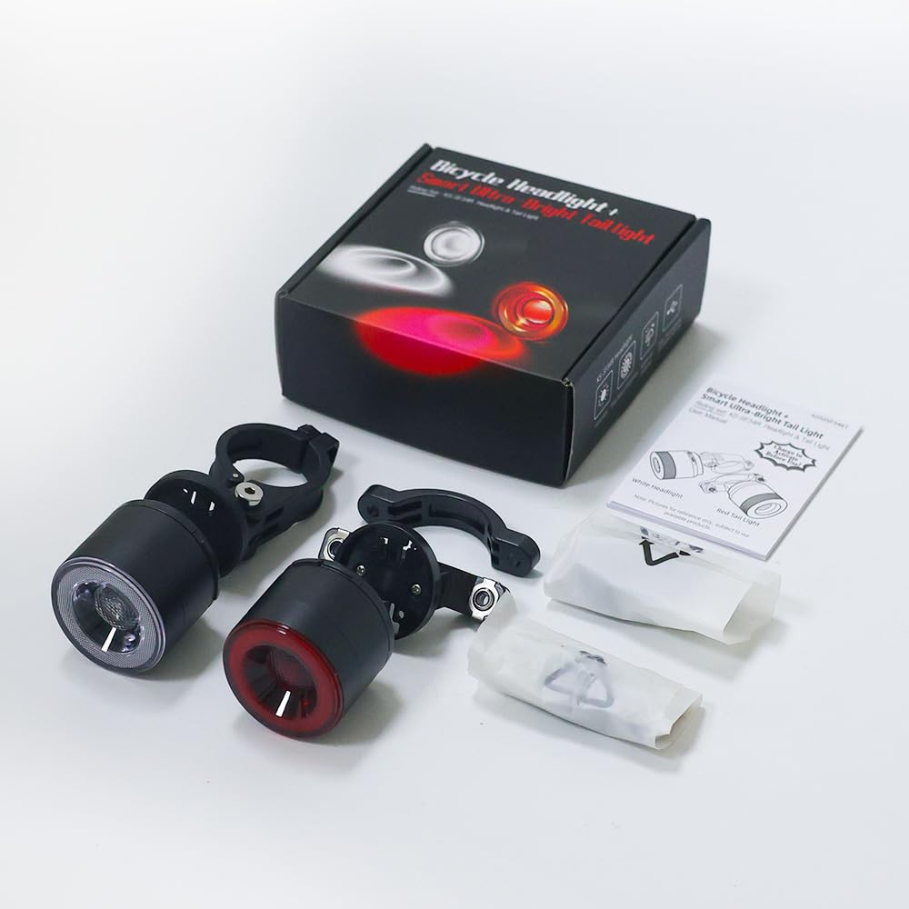 Luci per bicicletta da equitazione notturna, ricaricabili tramite USB, per bicicletta anteriore e posteriore, set di fari e luci posteriori super luminose per bici Ebike Road e MTB