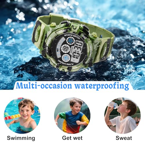 Image of Edillas Kids Digital Watch 7 Colors 50M Waterproof Sport Alarm Boys 7-15 | 7 Color Lights, 50M Waterproof, Alarm, Stopwatch, Easy to Read, Comfort Strap, Great Sport Watch for Outdoor Ages 7-15