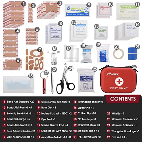 First Aid Kit For Hiking, Backpacking, Camping, Travel, Car & Cycling. With Waterproof Laminate Bags You Protect Your Supplies! Be Prepared For All Outdoor Adventures Or At Home & Work (Red) #TOP2