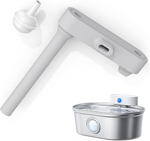 Miniatura 1 de uahpet Fuente de agua para gatos de acero inoxidable Pro (con versión de ventana de nivel de agua) Entrada y salida de agua, accesorios de silicona