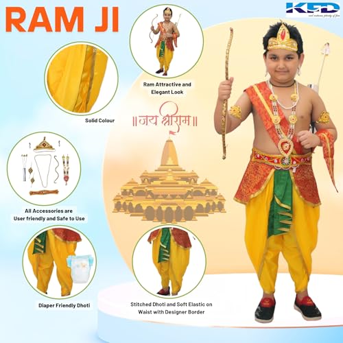 Image of Kaku Fancy Dresses Ram Costume for Kids Infant Baby Ram Dress for Boys with Accessories