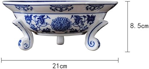 Miniatura 2 de Plato de fruta de cerámica de porcelana azul y blanca de estilo chino Frutas de caramelo de frutas secas Plato de frutas secas Sala de estar
