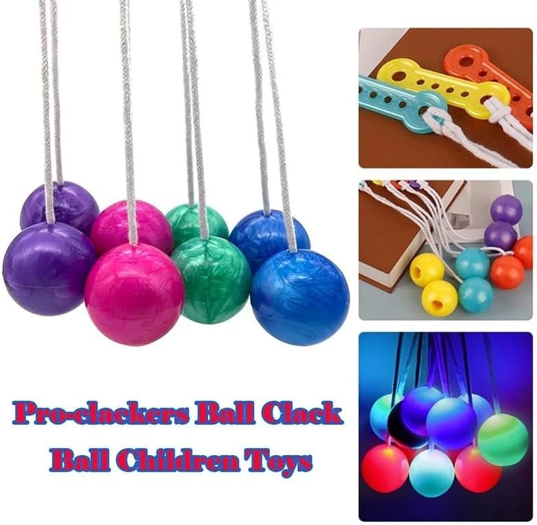 12 Pcs Clackers Balls on a String Novelty Swinging Click 12 Pcs Clackers Balls on a String Novelty Swinging Click