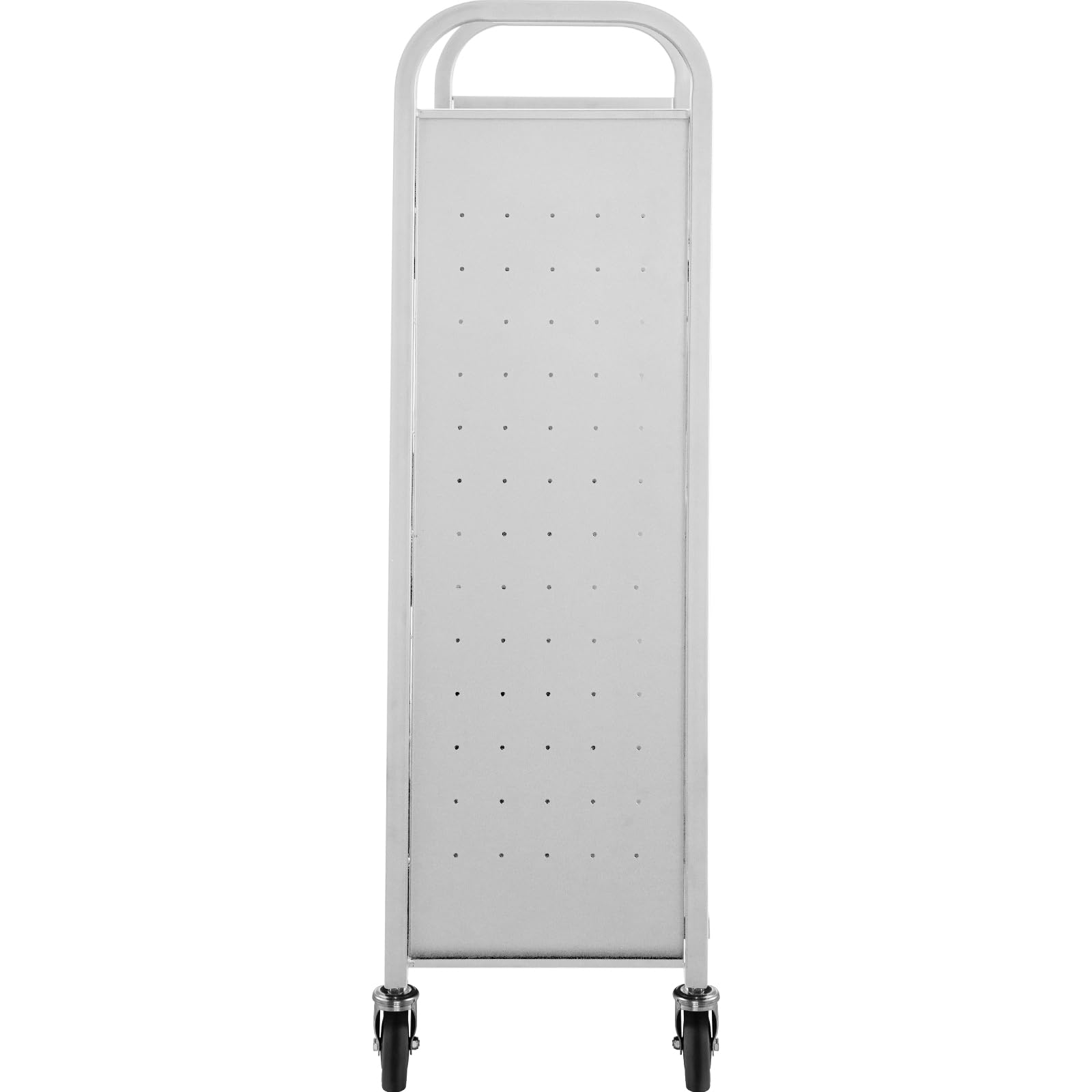 VEVOR Carrito Blanco para Libros con Ruedas Carro con Estantes Inclinados en Forma de V de un Solo Lado, 1250 x 750 x 350 mm, Carga de 90 kg, Carro de Libros para Biblioteca, Oficina, Escuela, Casa