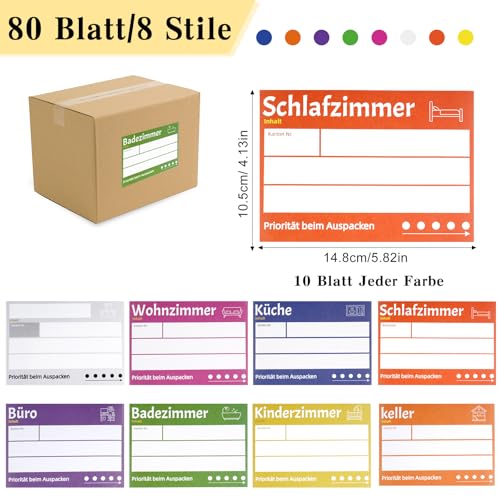 80 Stück Große Umzugsetiketten, Umzugsaufkleber zum Beschriften 10,5x14,8cm - Image 2