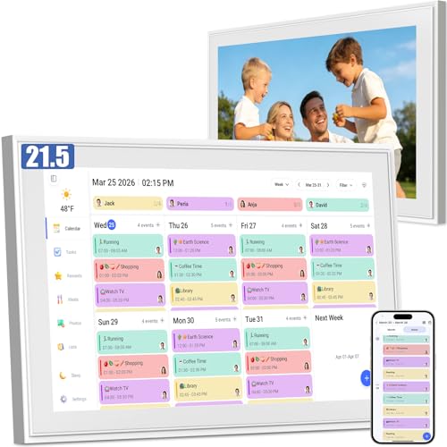LiviNGPAi 21.5' Digital Calendar & Chore Chart, 1080P Full HD Touchscreen Smart Family Planner with WiFi Sync, Digital Wall Calendar for Home and Office