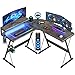 Produktbild Bestier L förmigen Gaming Schreibtisch Eckschreibtisch mit LED Leuchten Monitorständer 130CM Gaming Computer Eckschreibtisch mit Getränkehalter Headset Haken Ergonomischer Corner Desk
