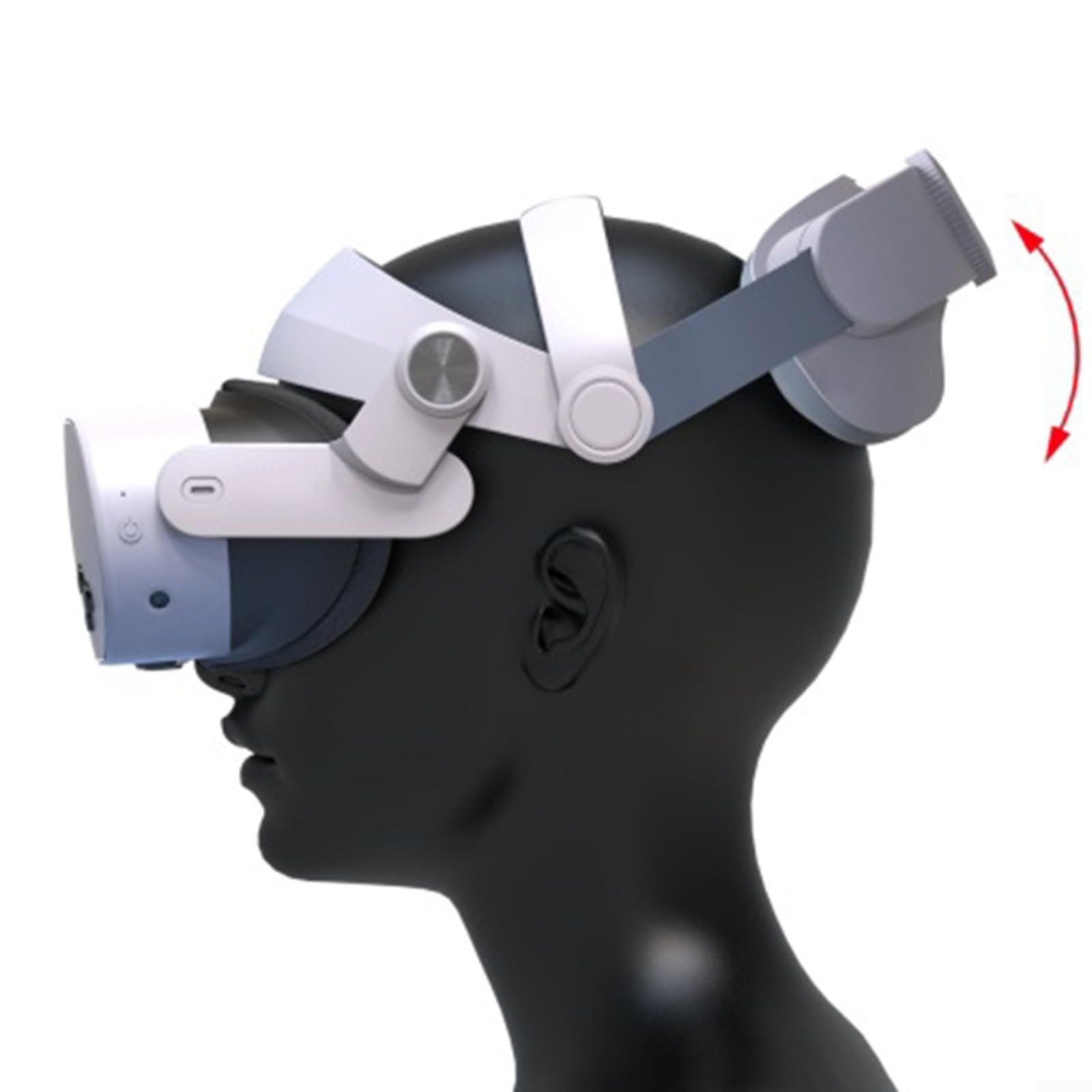 Sangle de tête avec 3/3S, sangle de casque VR avec double charge rapide, confortable et réglable avec soutien arrière, blanc (T300 Regular)