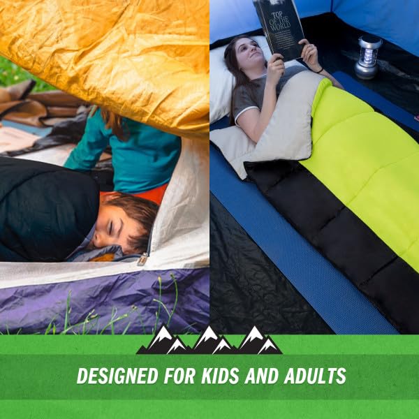 Bolsa de Dormir Wakeman para 3 Estaciones, Ligera y Compacta, para Adultos y Niños, Color Verde Neón miniatura 5