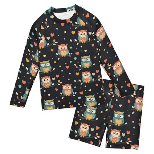 Cute Owl Baby Boys' Toddler Long Sleeved Rashguard Swim Bathing Suit Set B0404942