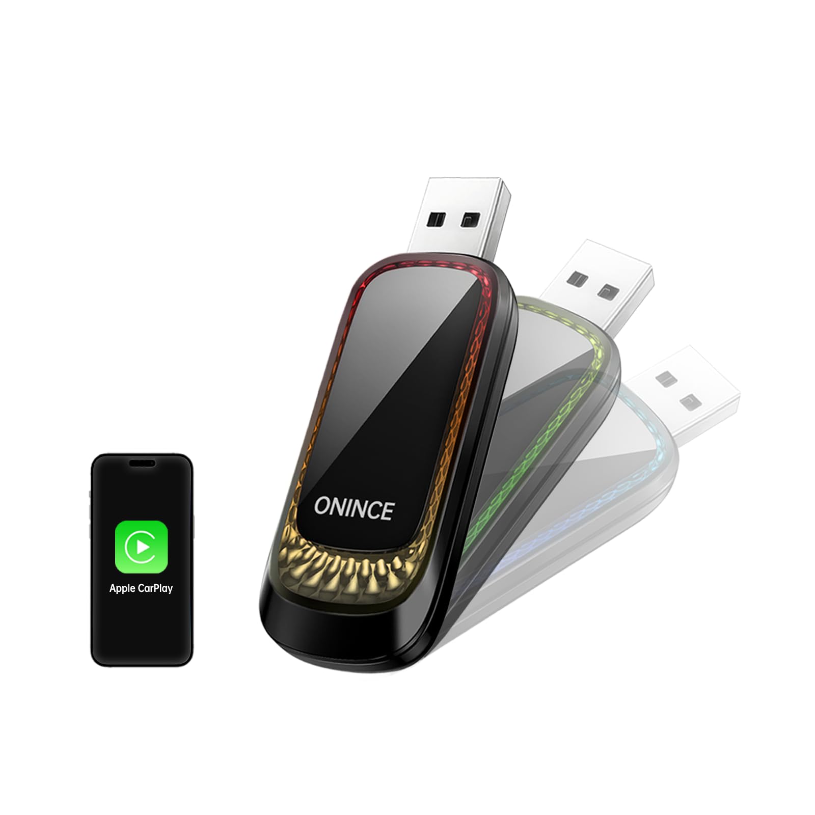 Wireless CarPlay Adapter (2025 Upgrade) – Convert Wired CarPlay to Wireless, Stable Connection, RGB Ambient Lighting, Compatible with Wired CarPlay Cars & iPhone