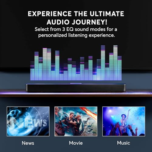 Image of 2.1 CH Dolby Atmos Soundbar, 37 Inch 6-Drv Sound Bar for TV w /HDMI-ARC /BT | Built-in Subwoofer, 3D Surround Sound 3 EQ Modes for Custom Audio