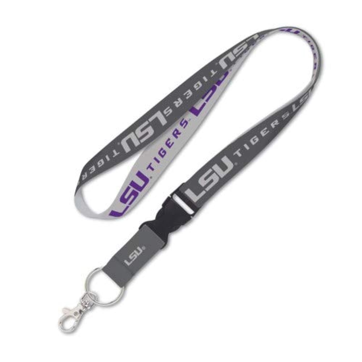 WinCraft LSU Tigers Louisiana State Tigers Lanyard with Detachable Buckle, 1" - Grey