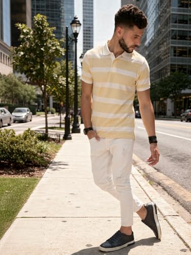Image of fanideaz Branded Mens Half Sleeve Cotton Striped Polo T-Shirt for Mens || Polo Tshirt for Men || Branded Tshirt for Men