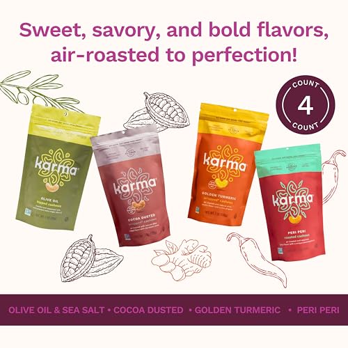 Image of Karma Nuts Flavored Cashews Gift Box (7 oz, Pack of 4) - Premium Whole Roasted Cashews, Healthy Snacks for Adults - Gluten Free Vegan Snacks, Vegan, Non GMO