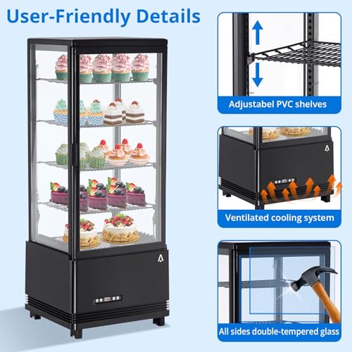 Image of GarveeHome Commercial Refrigerators, 3.5 Cu.Ft Glass Door Display Refrigerator with LED Light, 4 Adjustable Shelves Beverage, Commercial Merchandiser Refrigerator for Cafe Restaurant Store Bar, Black