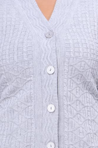 Image of Women Long Chain Design Woolen Winter WEAR Coat Cardigan (DKSELF)
