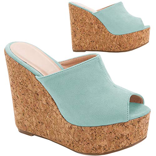 high heel cork wedges mules