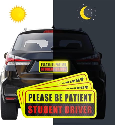 Image of 3 Pcs Student Driver Magnets For Car,Please Be Patient Student Driver Sticker Girls And Boys New Student Driver Sticker Safety Warning Signs,High Reflective,Reusable Movable,Set of 3. 3.5 inch x 9 inch