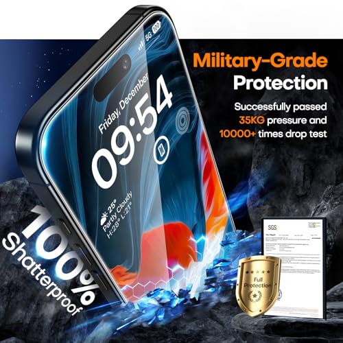 Image of TAURI 3 Pack for iPhone 16 Pro Screen Protector 6.3 inch with Auto-Installation Tool, Tempered Glass, Scratch-Resistant, [Military Grade Protection] Film
