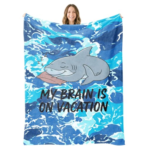 Nxchptr1 Shark Throw Blanket Gifts for Adult Kid, Shark Birthday Gifts for Women, Men, Girls, Boys, Soft Lightweight Cozy Throw Blankets Decorations for Home Bed Couch 50'' x 60''