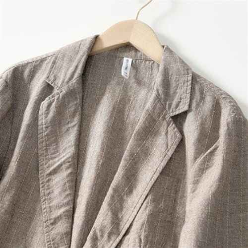 Men's Blazer Casual Sport Coats Linen Striped Suit Jacket 3/4 Sleeves Blazer Daily Suits3